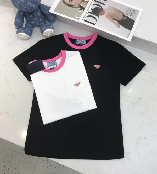 PRADA Metal Plaque Crewneck T-Shirt PRADA Metal Plaque Crewneck T-Shirt