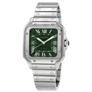 Buy Cartier Santos De Silver Green Dial Swiss Automatic Watch