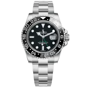 Rolex GMT Master II Black Dial Stainless Steel Watch
