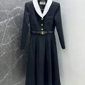 CELINE-Inspired Wool Long Sleeve Dress