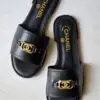 CHANEL Women's Black Leather Flat Sandal