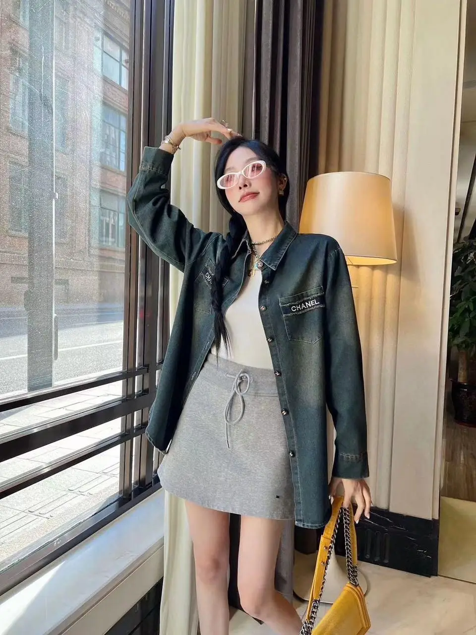CHANEL Style Olive Tweed Jacket CHANEL Style Olive Tweed Jacket