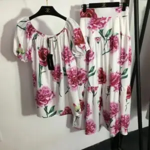 Dolce & Gabbana Multicolour Carnation Print Silk Blouse