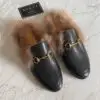 GUCCI Princetown Fur Lined Leather Slipper