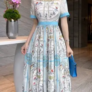 HERMES Motifs Cotton Line Dress