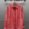 HERMES Women's Red Embroidered Shirt