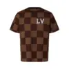 Lv Short-Sleeved Cotton Damier Crewneck With Crystal LV Patch
