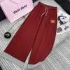 MIU MIU Red Sheer Lace Splicing Pants