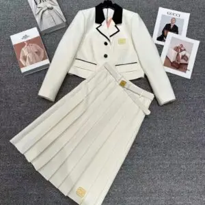 MIU MIU Embroidered Letter Blazer Dress Suit