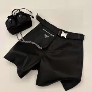 PRADA Belted Technical-Twill Swim Shorts – Black