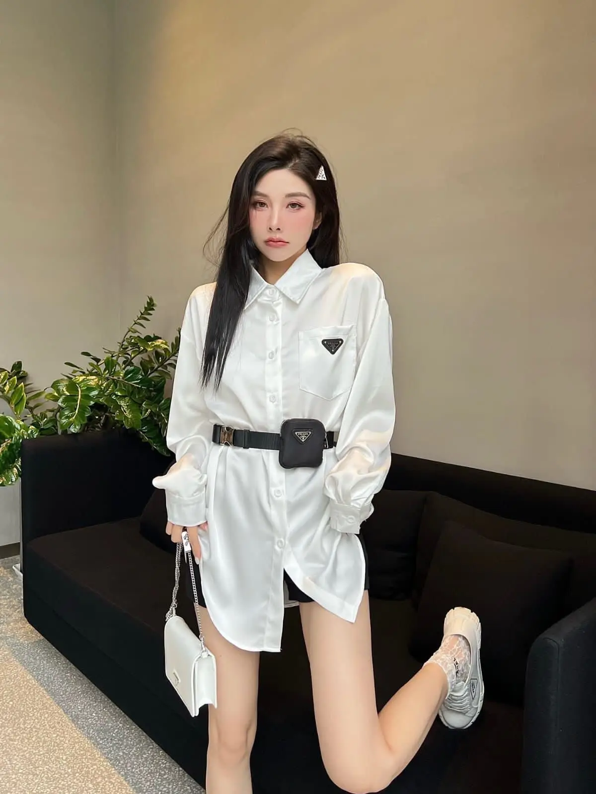 PRADA Women's Long-Sleeve Acetic Shirt PRADA Women's Long-Sleeve Acetic Shirt