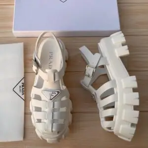 PRADA Monolith Leather Platform Sandals