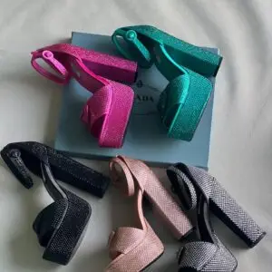 PRADA Rhinestone Platform Sandals