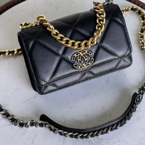 CHANEL Leather Flap Chain Wallet