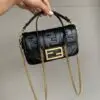 Design Nappa FF 1974 Embossed Mini Baguette Black - Dubai Fashion LUX