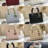 DIOR Grey Lambskin Medium Lady Bag