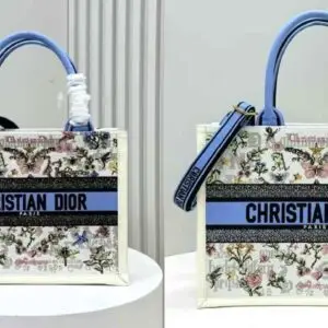 DIOR Slide White Multicolor Cotton with Amour Embroidery