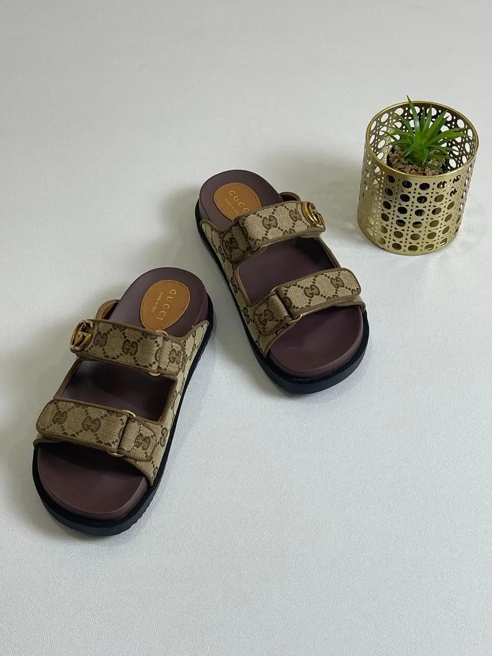 GUCCI Bulk Embroidered Canvas Platform Sandals GUCCI Bulk Embroidered Canvas Platform Sandals