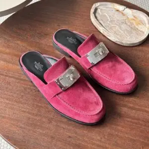 HERMES Sued Leather Slipper