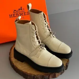 HERMES Glossed Calfskin Sneakers