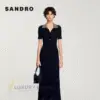 SANDRO Stud-Embellished Knit Maxi Dress