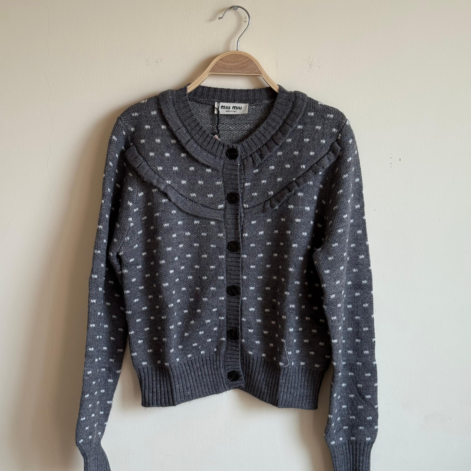 Miu Miu Dotted Knit Cardigan Miu Miu Dotted Knit Cardigan